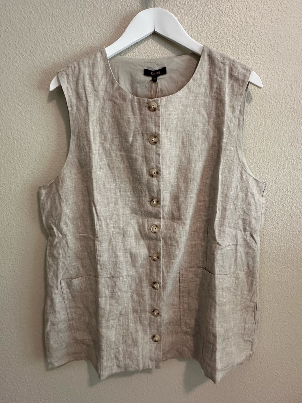 ☀️ New! QUINCE 100% European Linen Longline Vest in Flax - Picture 2 of 16